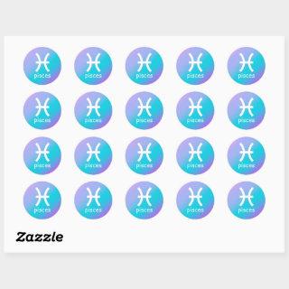 Pisces Zodiac Star Sign Astrology Blue Gradient Classic Round Sticker