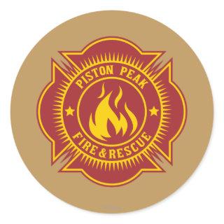 Piston Peak Fire & Rescue Badge Classic Round Sticker