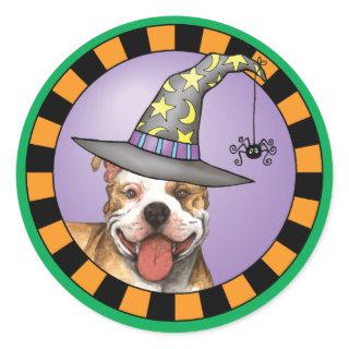 Pit Bull Witch Classic Round Sticker