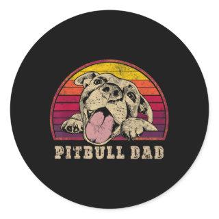 Pitbull Dad Smiling Pitbull On Classic Round Sticker