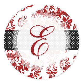 PixDezine augusta damask/monogram/diy colors Classic Round Sticker