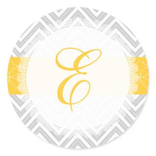 PixDezine chevron/monogram/diy colors Classic Round Sticker