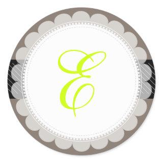 PixDezine doilie/DIY monogram+DIY color+font Classic Round Sticker