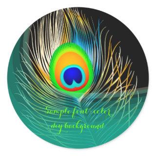 PixDezine peacock plume/DIYbackground Classic Round Sticker