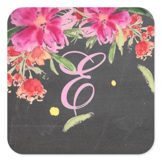 PixDezine watercolor may flower/diy trim color Square Sticker