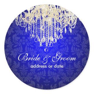 PixDezines crystal chandelier/baroque damask Classic Round Sticker