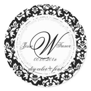 PixDezines diy color/doilie style monogram Classic Round Sticker