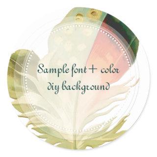 PixDezines Feather/Green/Orange Classic Round Sticker