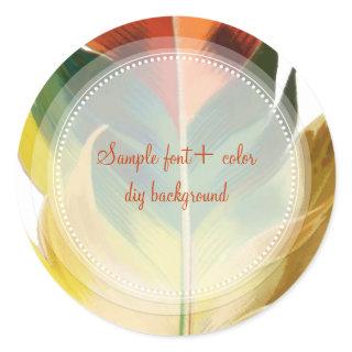 PixDezines Feather/Green/Orange Classic Round Sticker