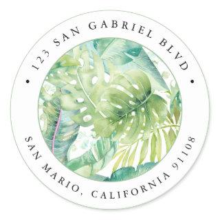 PixDezines Greenery, Tropical Foliage Sage Green Classic Round Sticker