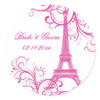 PixDezines La Tour Eiffel+Swirls/DIY background Classic Round Sticker