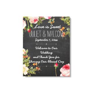 PixDezines Roses/DIY Chalkboard Wedding Reception Canvas Print