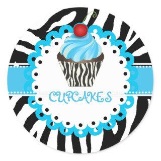 PixDezines zebra+cupcake/DIY color Classic Round Sticker