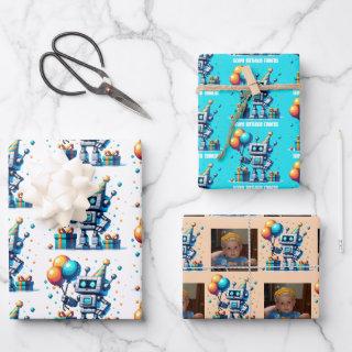 Pixel Art Robot in Orange and Teal Birthday   Sheets