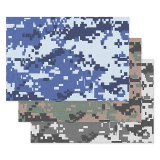 Pixel Green Grey Blue Camouflage  Sheets