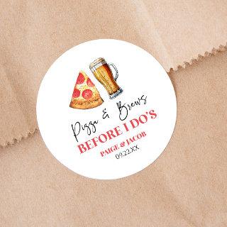 Pizza and Brews Before I Do's Rehearsal Dinner Classic Round Sticker