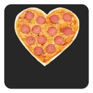 Pizza Heart Square Sticker