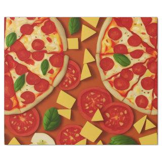 Pizza tomato cheese basil pattern bright