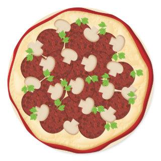 Pizza with pepperoni and mushrooms classic round sticker