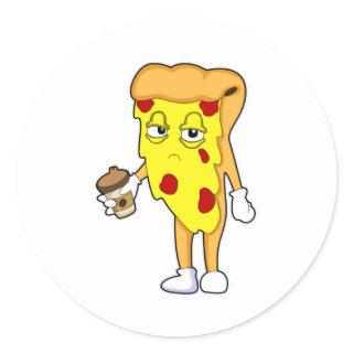 Pizza with Salami Cheese & Coffee Classic Round Sticker