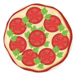 Pizza with tomatoes classic round sticker