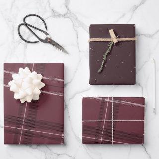 Plaid and stars classic holiday maroon  sheets