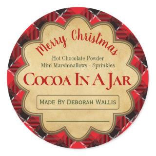 Plaid Christmas Hot Chocolate Cocoa In A Jar Ideas Classic Round Sticker