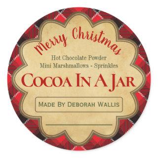 Plaid Christmas Hot Chocolate Cocoa In A Jar Ideas Classic Round Sticker