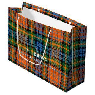 Plaid Clan Murray Blue Orange Green Tartan Large Gift Bag