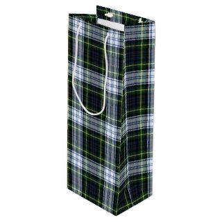 Plaid Green White Gordon Tartan Festive Party Wine Gift Bag