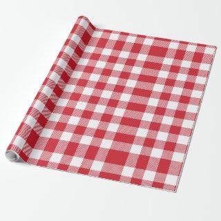 Plaid White Red Gingham Check Rustic Holiday