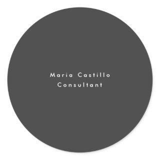 Plain Elegant Black Minimalist Modern Classic Round Sticker