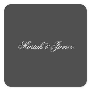 Plain Elegant Minimalist Modern Names Calligraphy Square Sticker