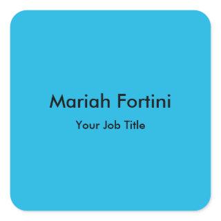 Plain Elegant Modern Minimalist Your Name Blue Square Sticker