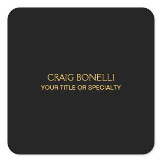 Plain Gold Black Colors Modern Minimalist Square Sticker