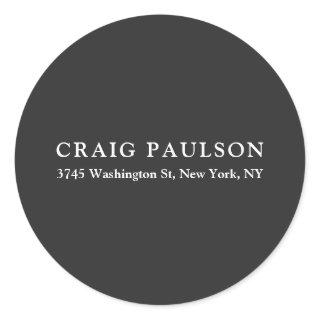 Plain Minimalist Elegant Classical Dark Grey Classic Round Sticker