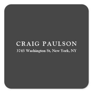 Plain Minimalist Elegant Classical Dark Grey Square Sticker