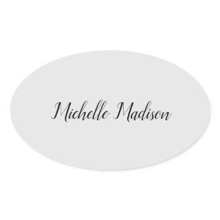 Plain Minimalist Modern Handwriting Calligraphy Oval Sticker