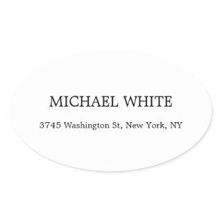 Plain Modern Black & White Minimalist Oval Sticker