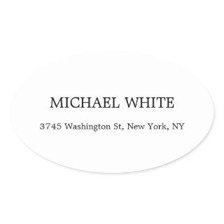 Plain Modern Black & White Minimalist Oval Sticker