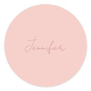 Plain Modern Handwriting Your Name Classic Round Sticker