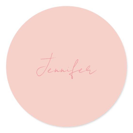 Plain Modern Handwriting Your Name Classic Round Sticker