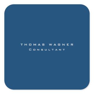 Plain Simple Blue Trendy Minimalist Square Sticker
