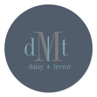 Plain Slate+Graphite+Teal Monogram stickers