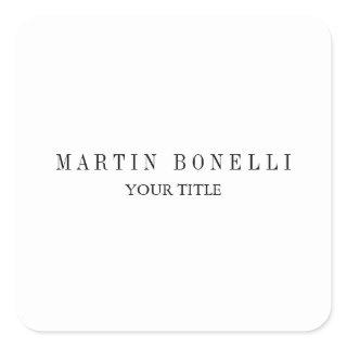 Plain Slim Professional Black & White Square Sticker