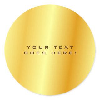 Plain Unique Special Gold Color Background Classic Round Sticker