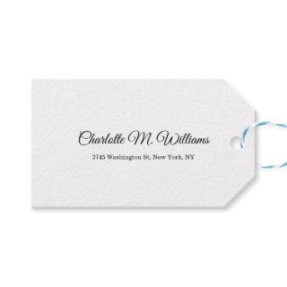 Plain White Minimalist Professional Modern Gift Tags