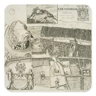 Plan of Edinburgh, pub. by John Smith (c.1652-1742 Square Sticker