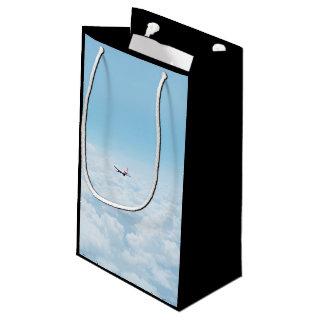 Plane Themed, A Airplane Flies In Blue Skies Above Small Gift Bag