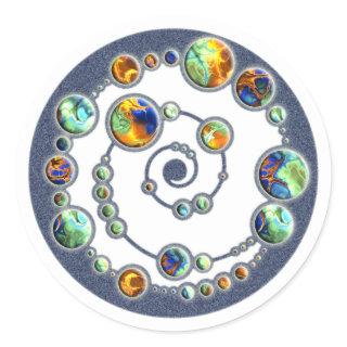 Planets crop circle formation + your backgr. color classic round sticker